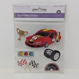 Red Race Car 3D Handcrafted Stickers